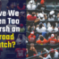 Overhead image of fans seated at a sporting event. Text overlay asks: Have we been too harsh on broad match keywords?