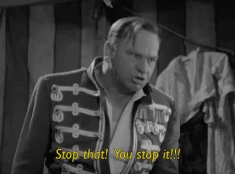 Animated gif from the movie O'Shaughnessy's Boy with the character Windy expressing "Stop that!" - representing the importance of disabling auto-apply recommendations in Google Ads.